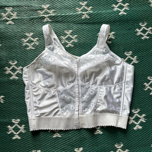 Exquisite Form Vintage White Lace Longline Bra 42D Style 7565 - Picture 1 of 9